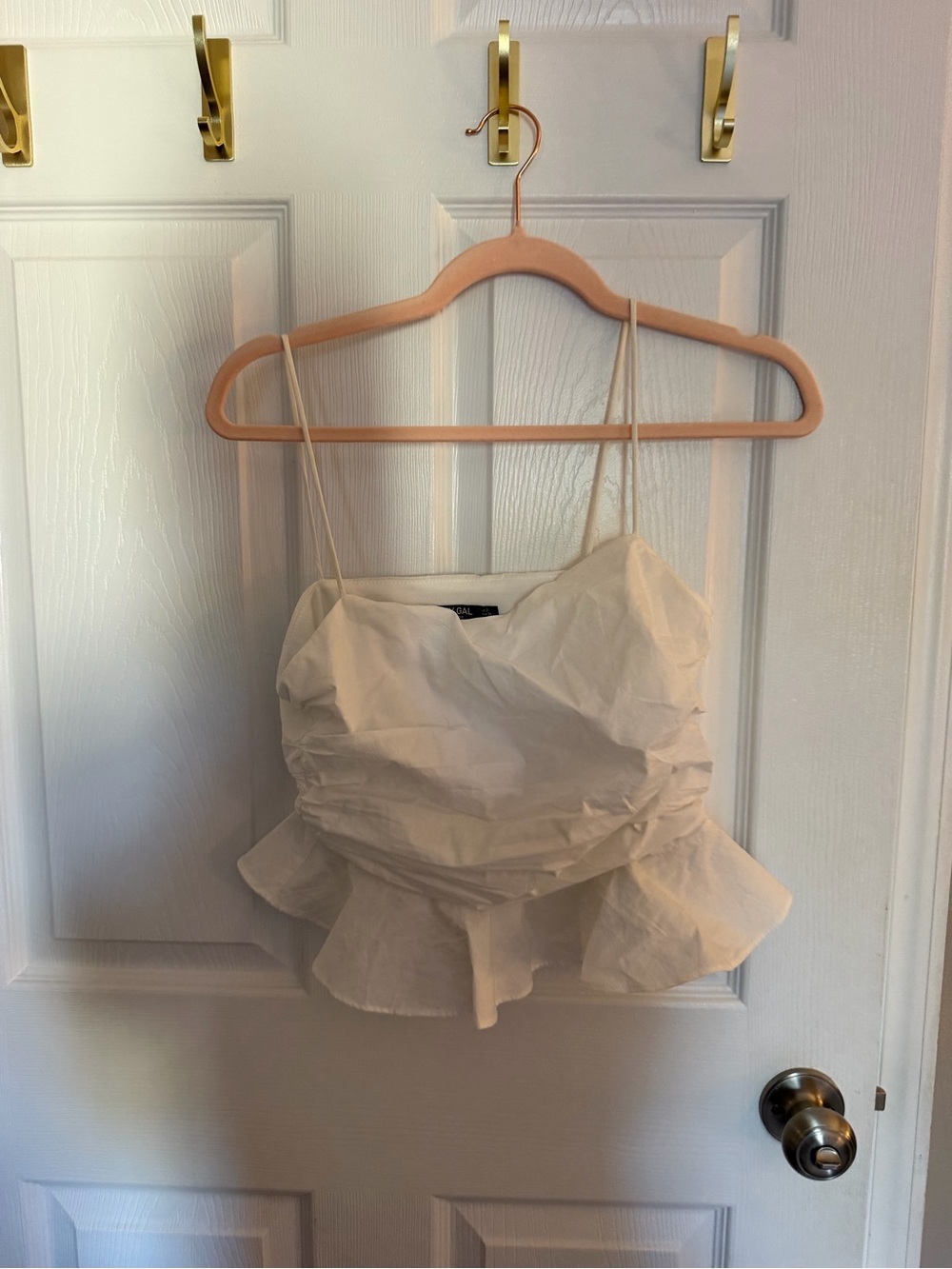 Nasty Gal Cream Ruched Peplum Cami
